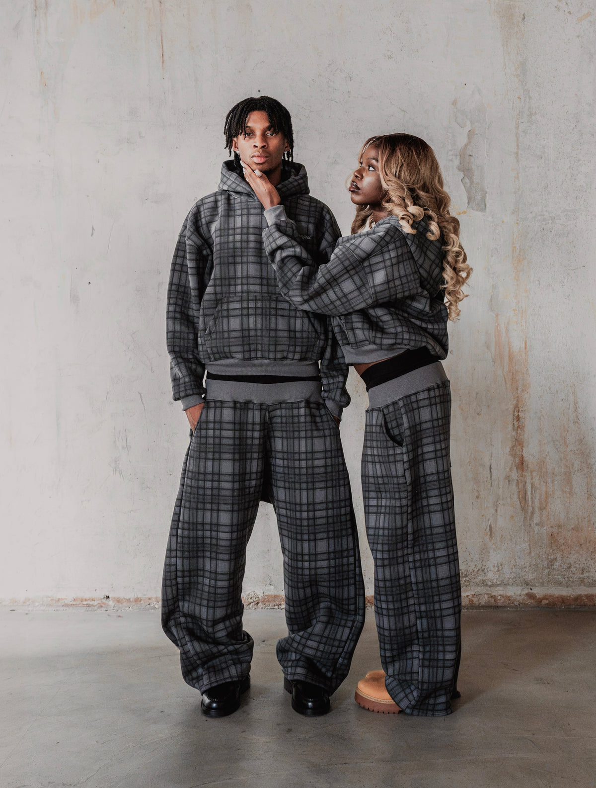 STONE GREY TARTAN PANT