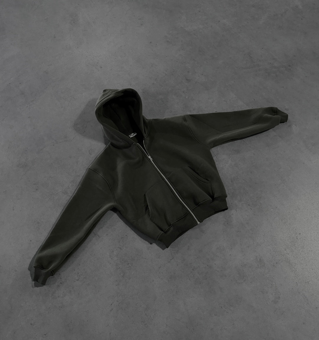MILITARY GREEN ZIP HOODIE