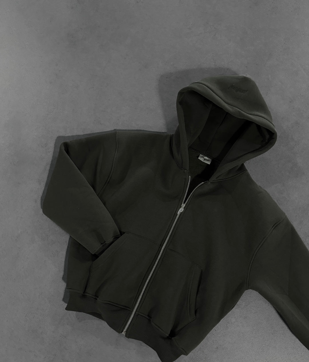 MILITARY GREEN ZIP HOODIE