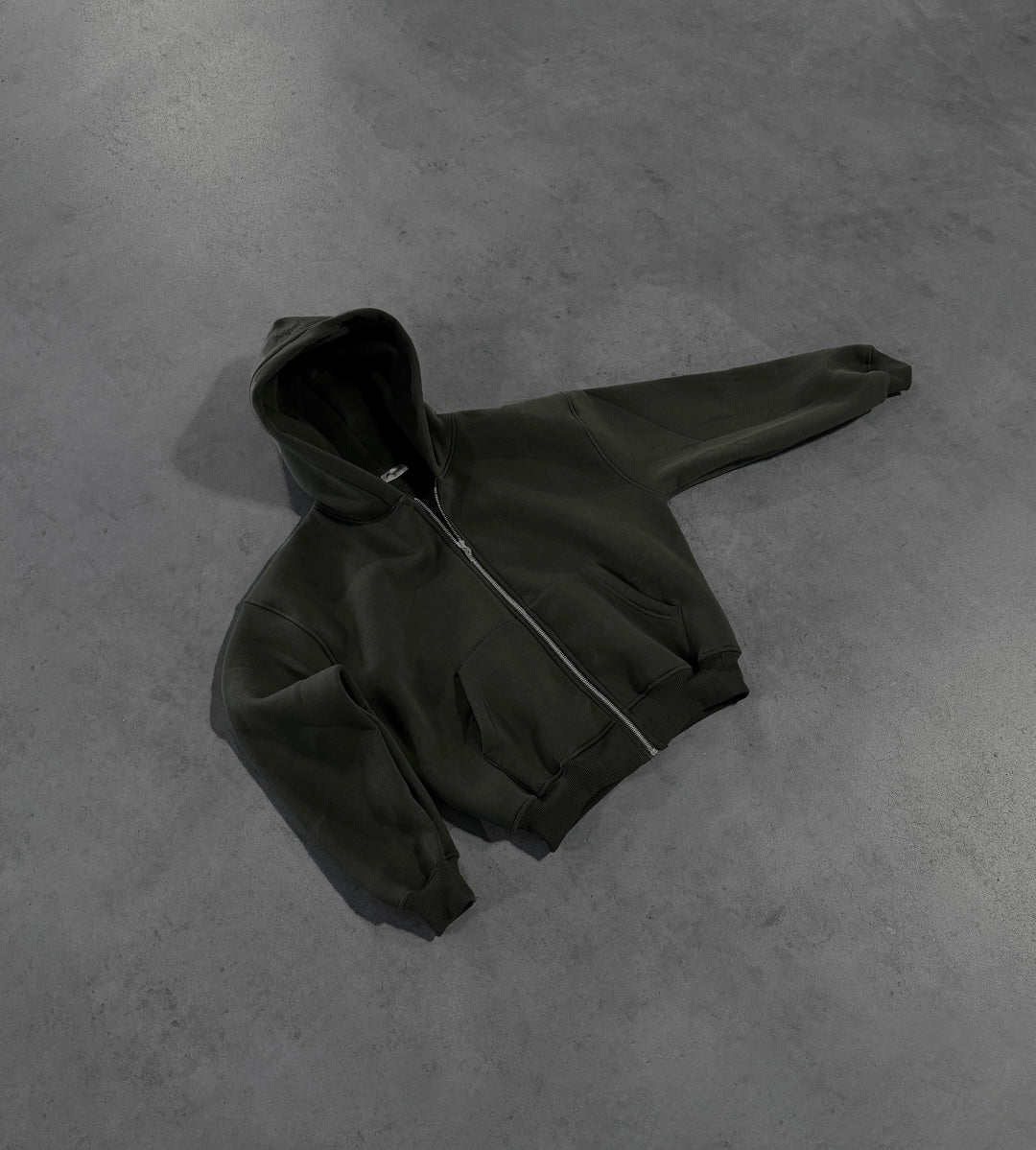 MILITARY GREEN ZIP HOODIE