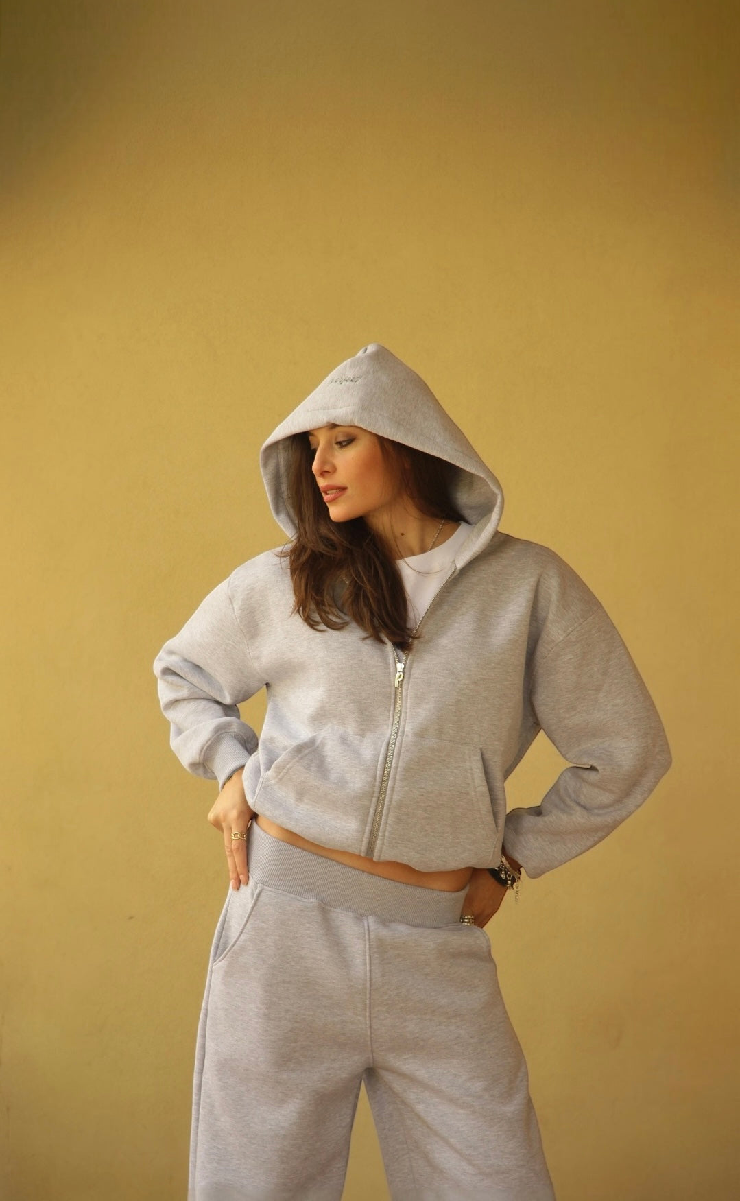 GREY ZIP HOODIE