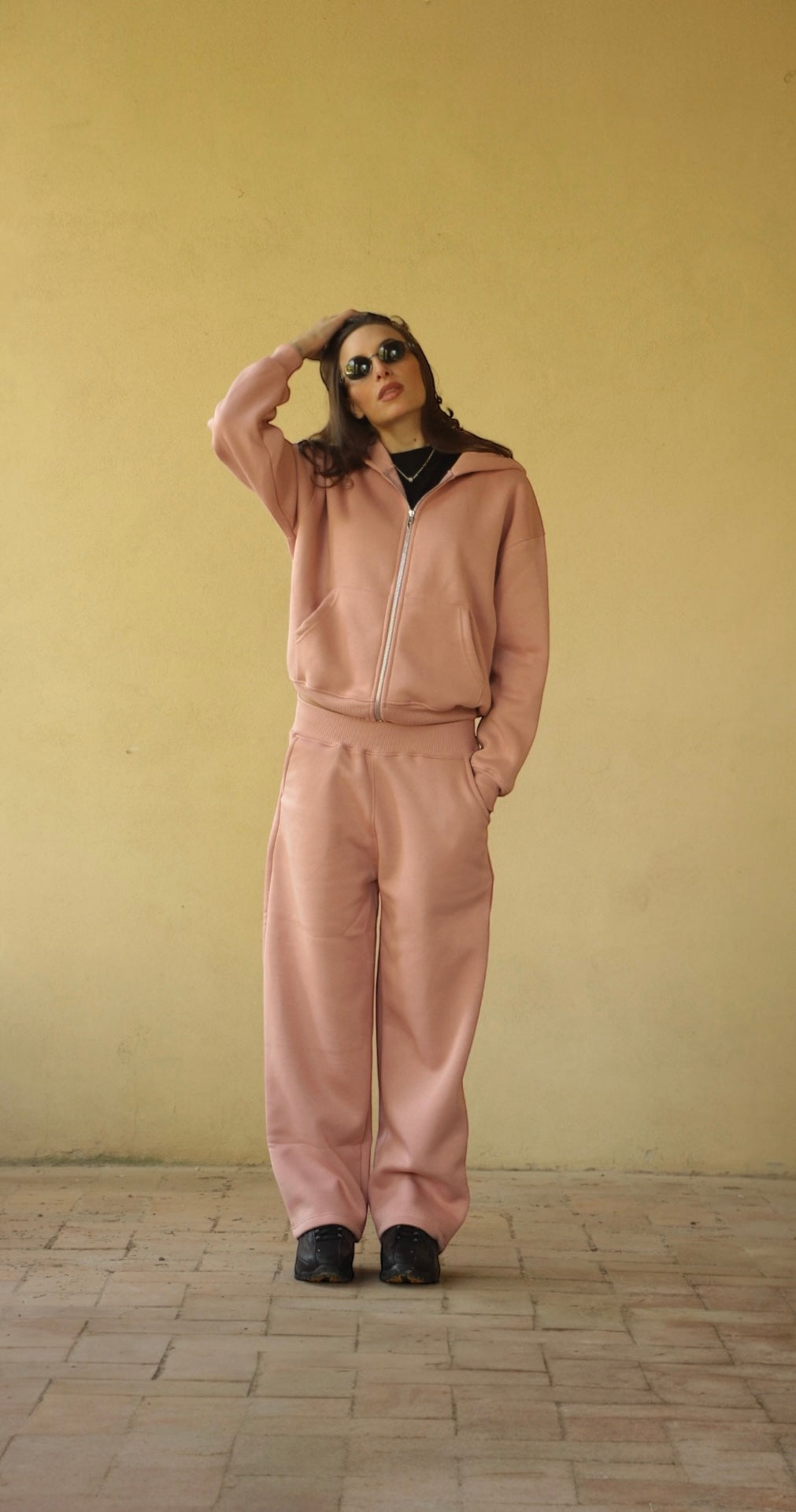 DUSTY PINK ZIP HOODIE