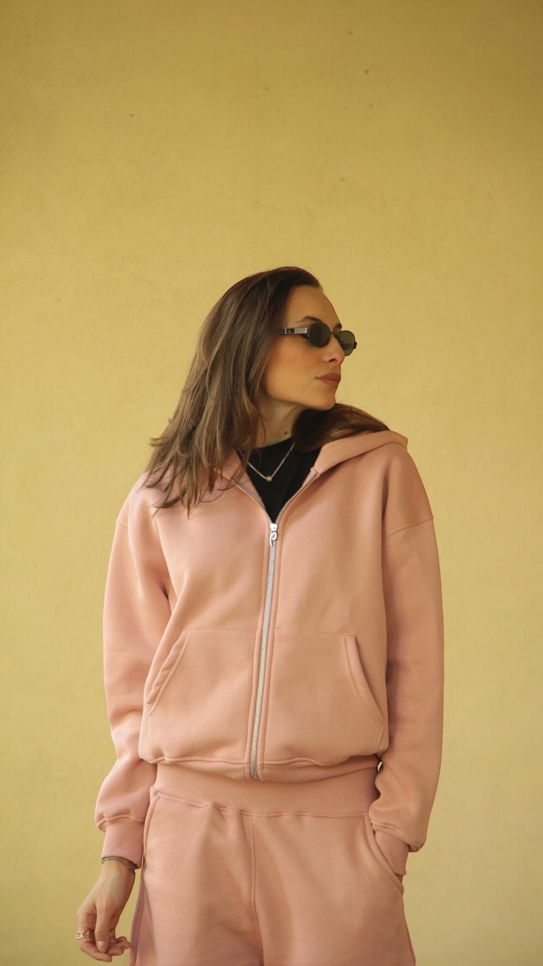 DUSTY PINK ZIP HOODIE