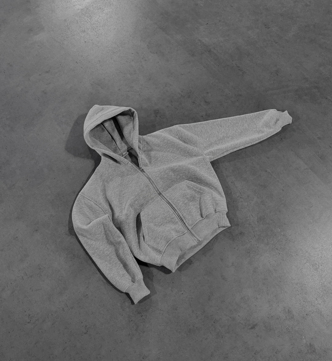 GREY ZIP HOODIE