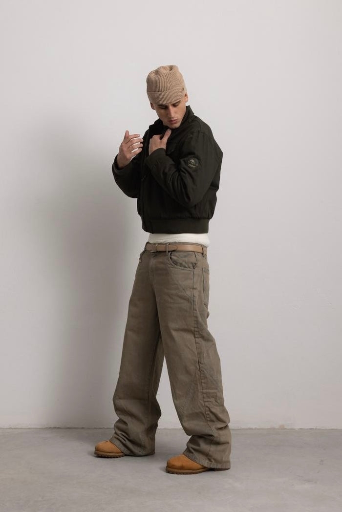 BROWN TEA "P" LINES DENIM JEANS