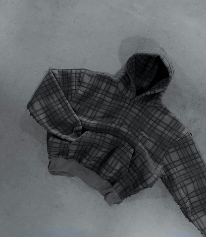 STONE GREY TARTAN HOODIE