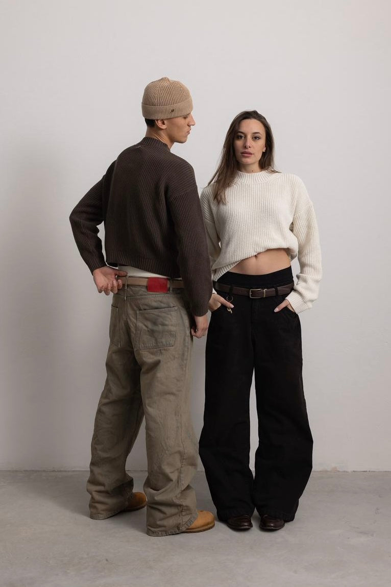 RUST BLACK "P" LINES DENIM JEANS