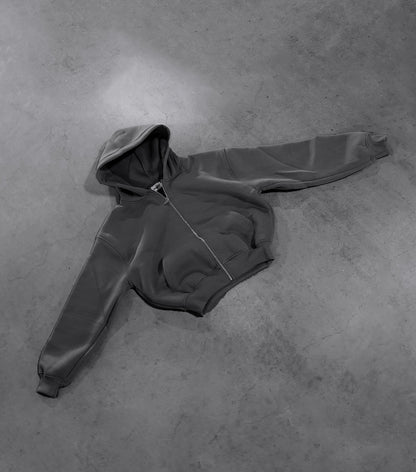 STONE GREY ZIP HOODIE