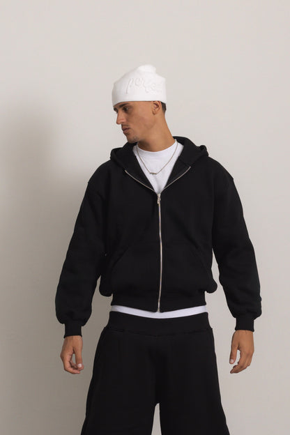 BLACK ZIP HOODIE