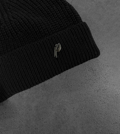 BLACK "P" BEANIE