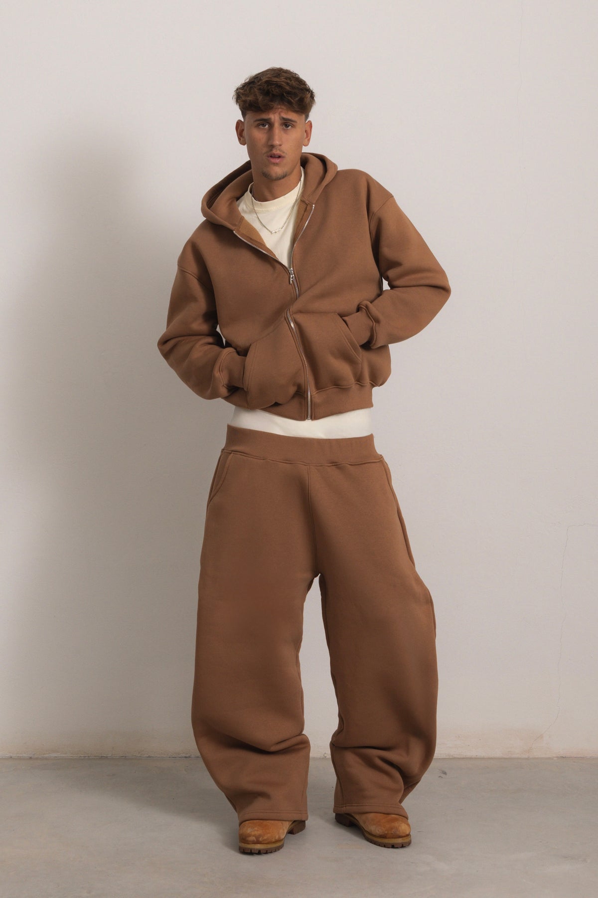 TOBACCO BROWN ZIP HOODIE