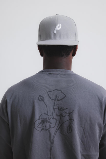 SMOKE GREY FLOWER TEE