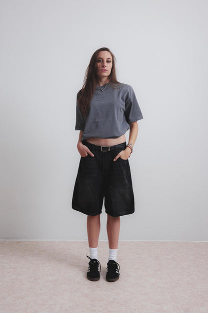 SMOKE GREY FLOWER TEE