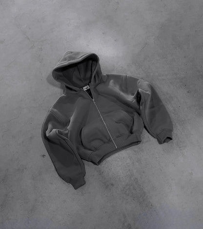 STONE GREY ZIP HOODIE