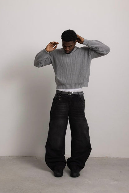 CARBON BLACK "P" LINES DENIM JEANS