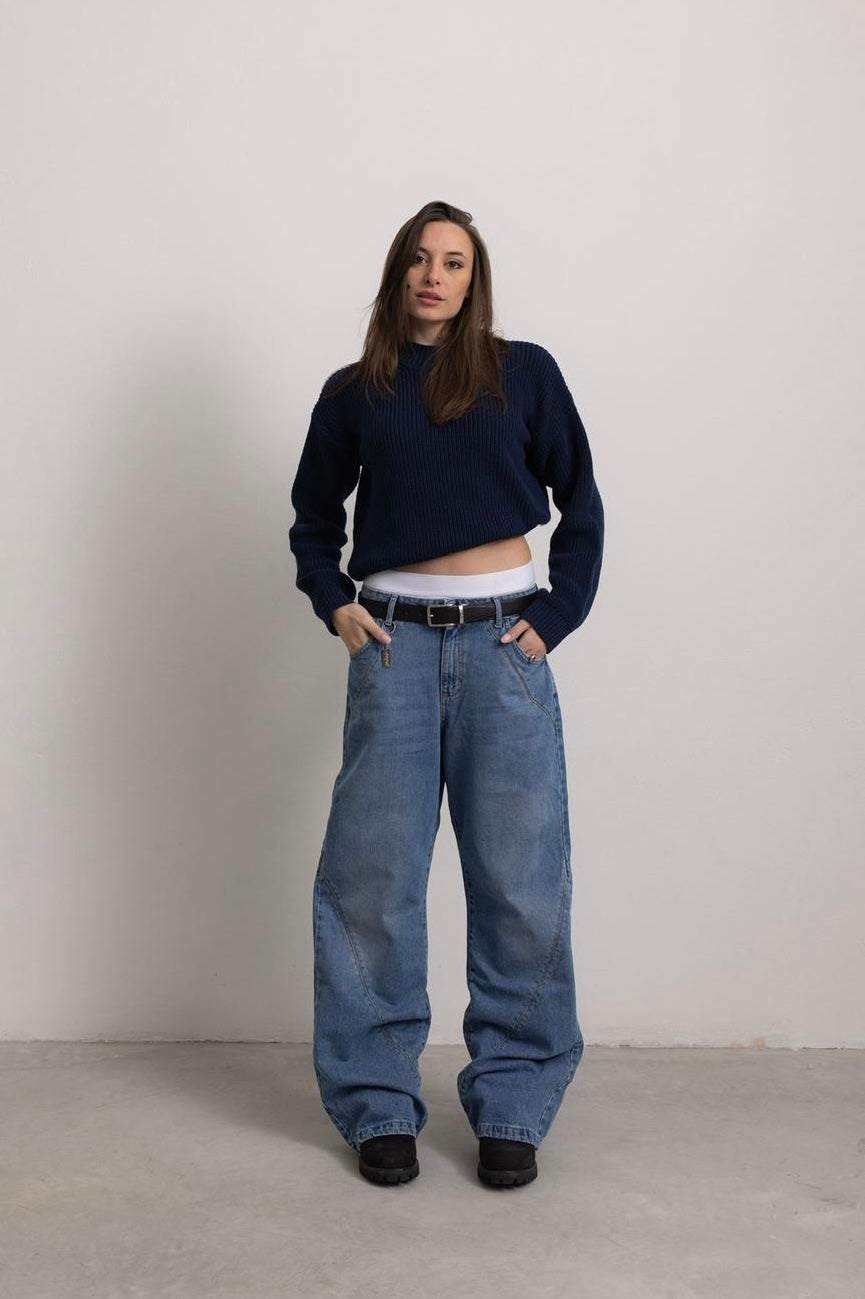 PERSIAN BLUE "P" LINES DENIM JEANS