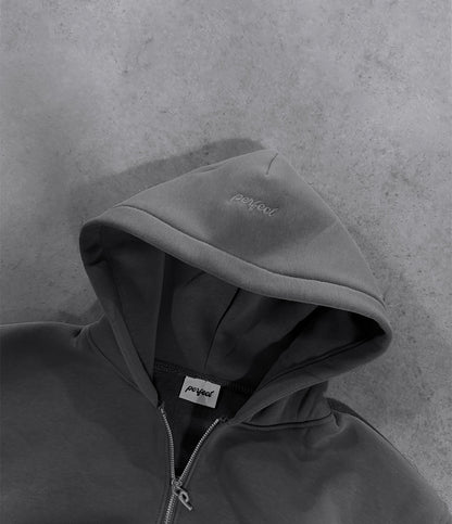 STONE GREY ZIP HOODIE