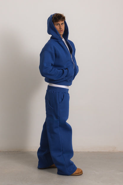 SWEAT À CAPUCHE ZIPPÉ BLEU ROYAL
