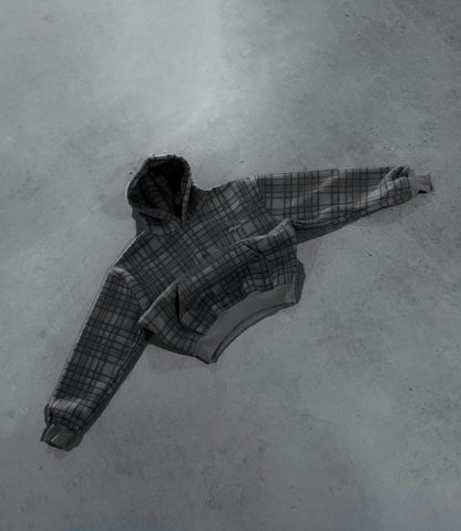 STONE GREY TARTAN HOODIE