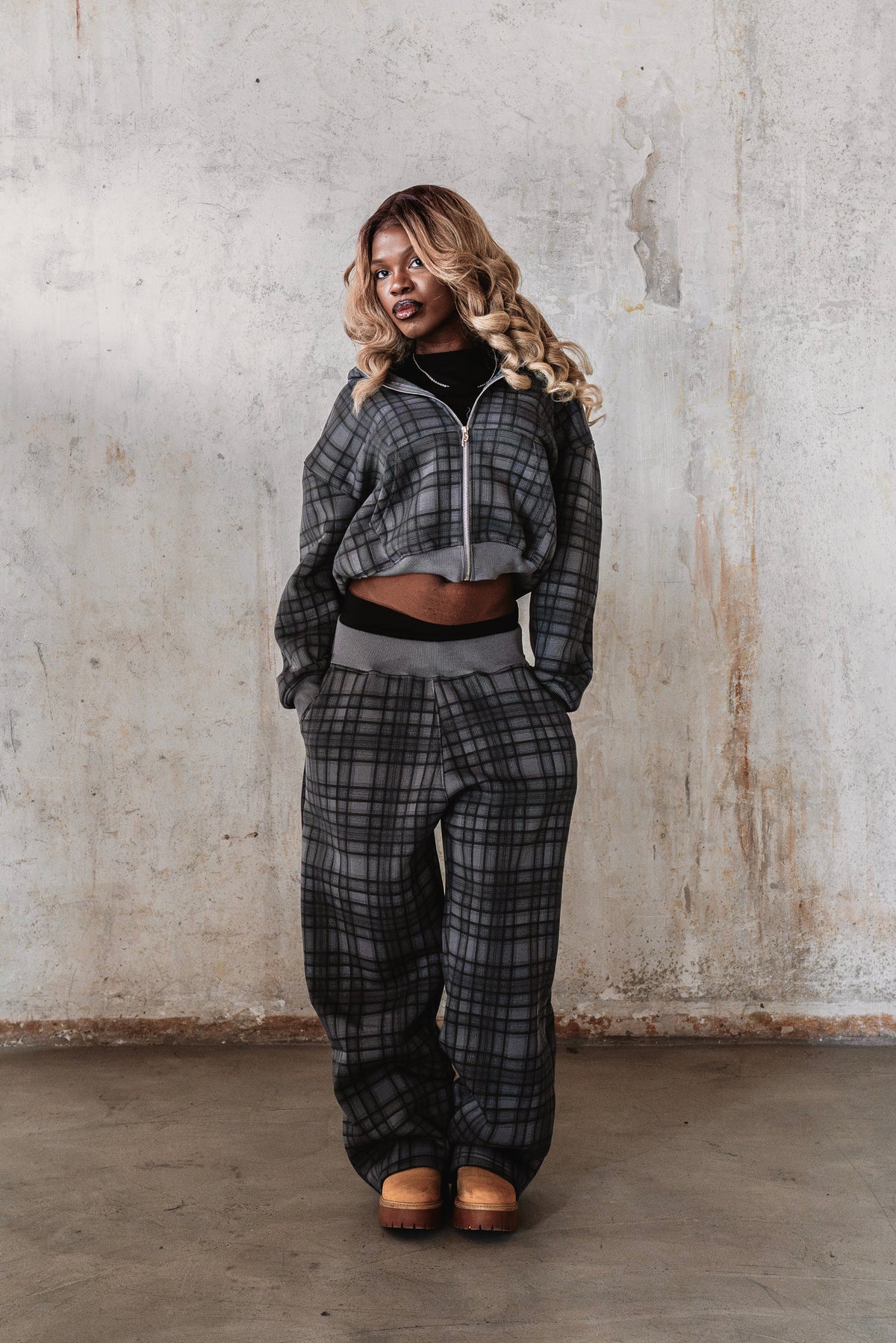 STONE GREY TARTAN PANT