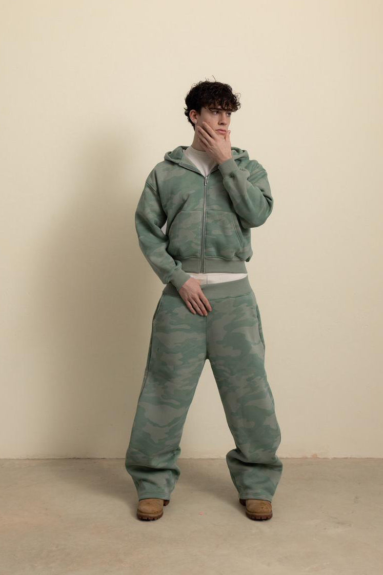 SAGE GREEN CAMO ZIP HOODIE