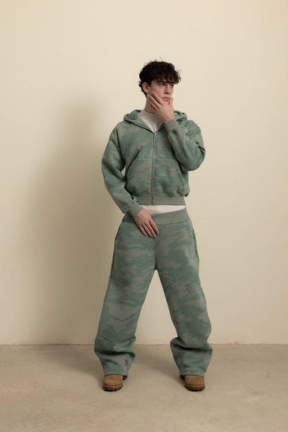 SAGE GREEN CAMO ZIP HOODIE