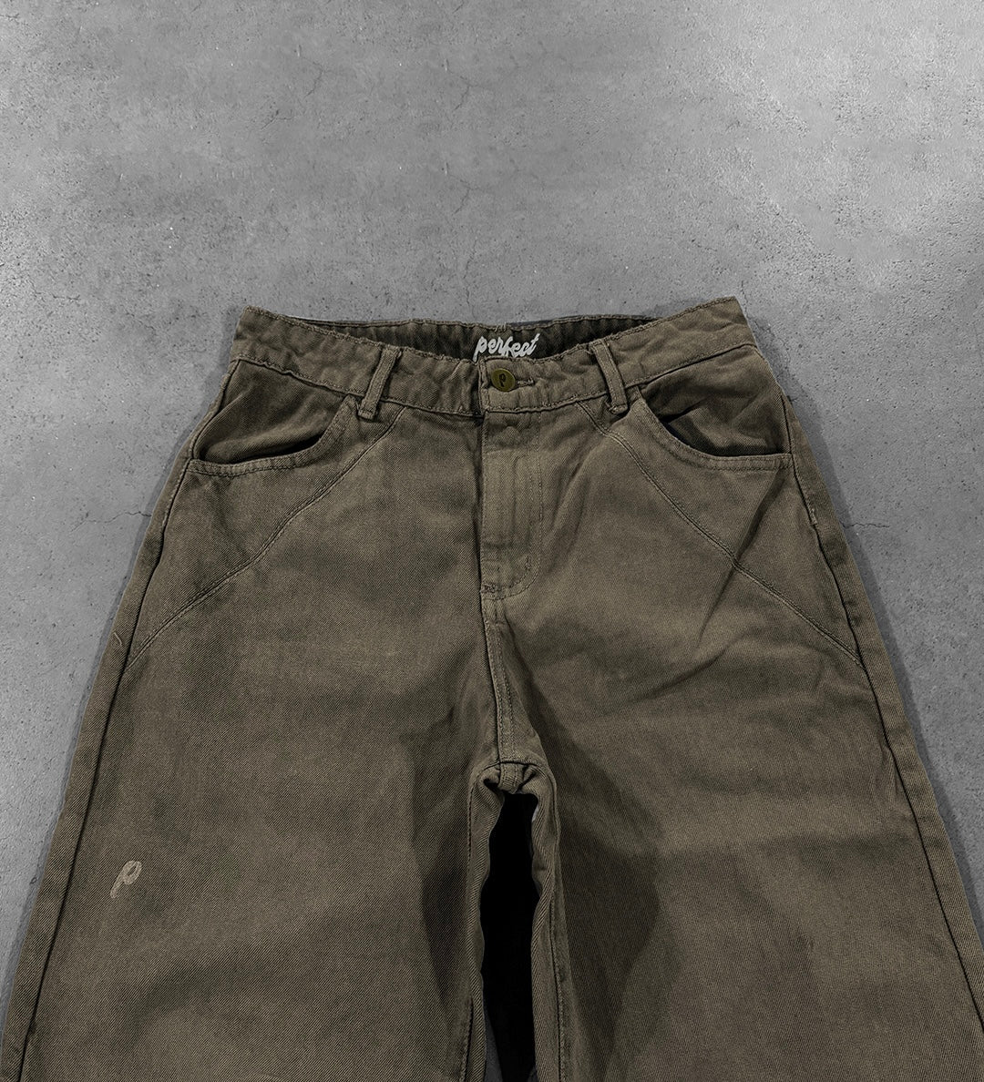 BROWN TEA "P" LINES DENIM JEANS