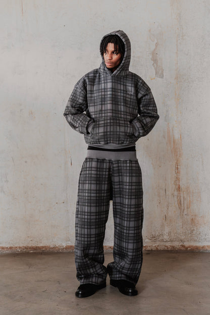 STONE GREY TARTAN HOODIE