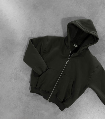 MILITARY GREEN ZIP HOODIE