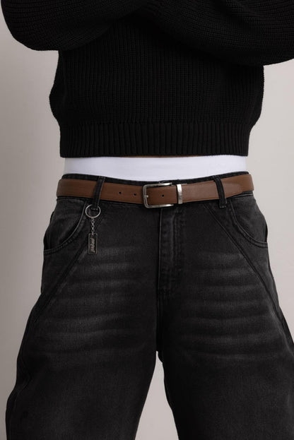 CARBON BLACK "P" LINES DENIM JEANS