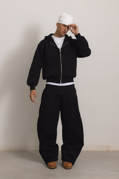 BLACK ZIP HOODIE