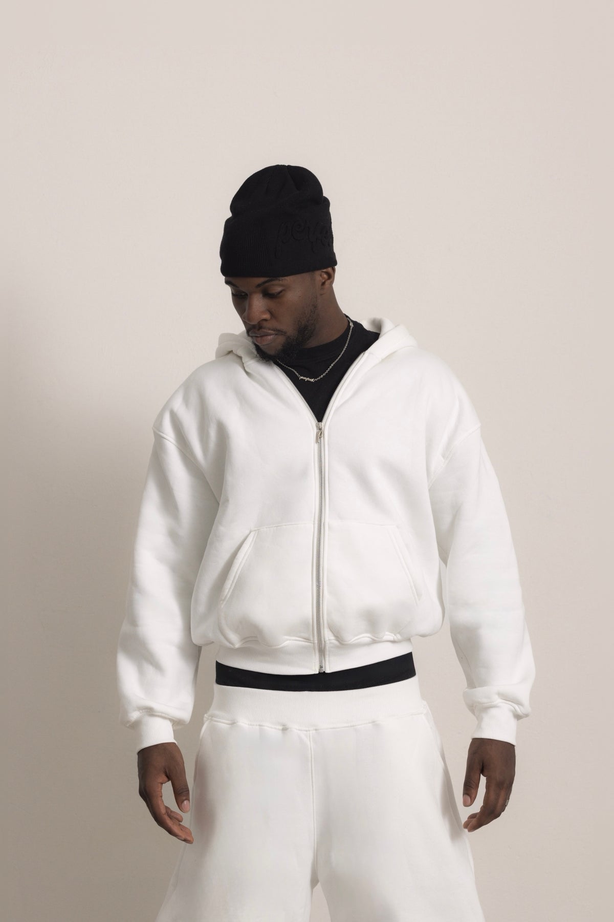 CREAM ZIP HOODIE