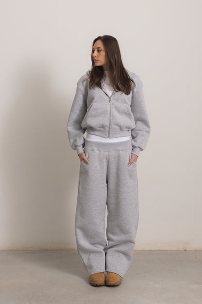 SWEAT À CAPUCHE ZIPPÉ GRIS