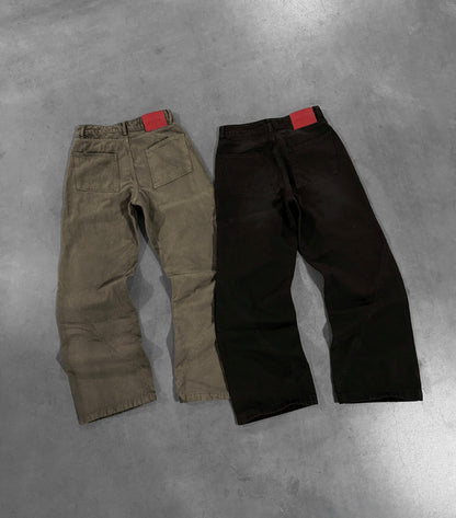 BROWN TEA "P" LINES DENIM JEANS