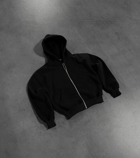 BLACK ZIP HOODIE