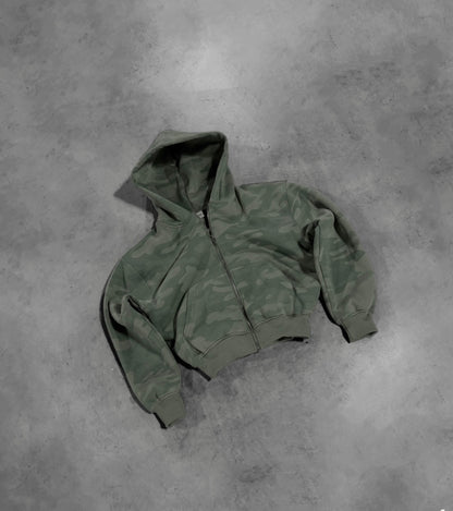 SAGE GREEN CAMO ZIP HOODIE