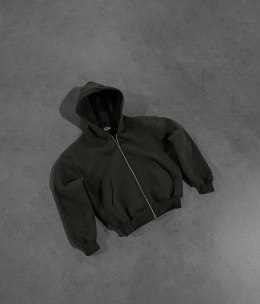 MILITARY GREEN ZIP HOODIE