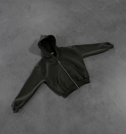MILITARY GREEN ZIP HOODIE
