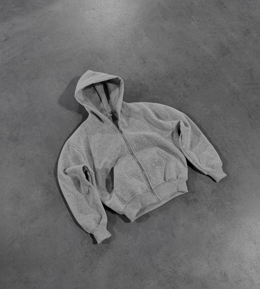 GREY ZIP HOODIE