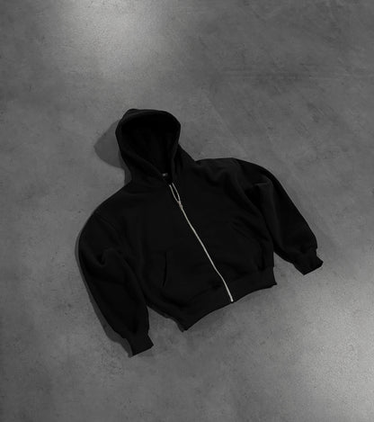 BLACK ZIP HOODIE