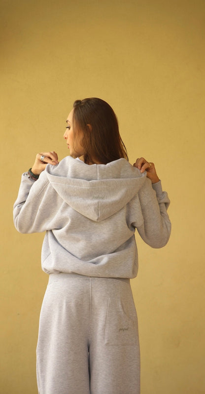 GREY ZIP HOODIE