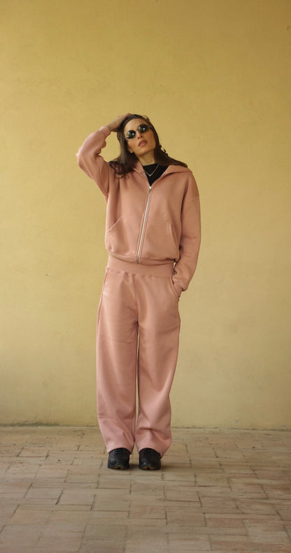 DUSTY PINK ZIP HOODIE