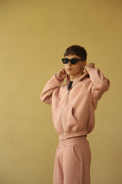 DUSTY PINK ZIP HOODIE