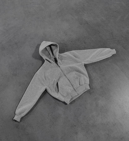 GREY ZIP HOODIE