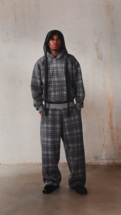 STONE GREY TARTAN HOODIE