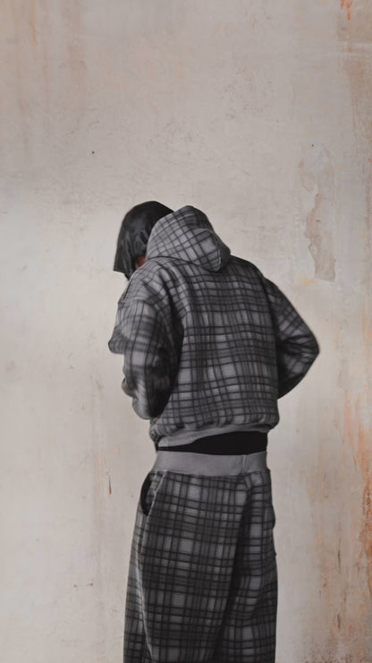STONE GREY TARTAN HOODIE